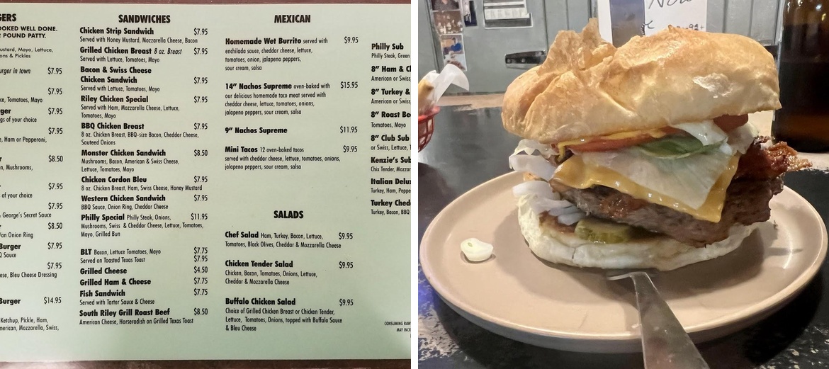 South Riley Grocery, Tavern & Grill Menu